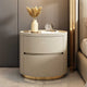 Solid Wood Oval Nightstand with Stone Top
