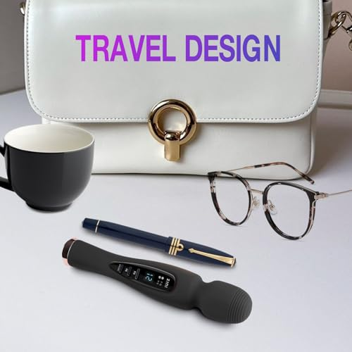 Vibrator Wand Massager for Women -Adult Sex Toys Features LCD Display & 12 Vibration Modes, Rechargeable, Waterproof & Ultra Quiet - Ideal Personal Massager Gift for Her and Couples Play (Black)