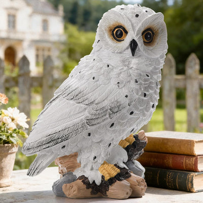 Ayadon Solar Owl Garden Outdoor Statue,Owl Figurine Sculpture with LED Lights for Porch Patio Lawn Yard Deck Decor - Ideal Housewarming Christmas Gift for Women Men Owl Lover(White)