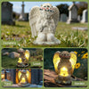 IDEA SHOW Solar Angel Prayer Statue, Memory Guardian Garden Decor with Warm Light - Religious Outdoor Decor, Auto On/Off LED Light, Memorial Gift for Cemetery, Patio & Gravesite