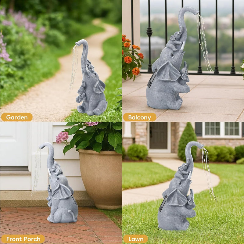 IDEA SHOW Solar Garden Outdoor Statue with 35 LED Lights, Elephant Figurine for Patio, Balcony, Courtyard, Lawn Ornaments, Unique Housewarming and Birthday Gifts for Women, Mom, Grandma, Elderly