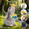IDEA SHOW Solar Bunny Statues Light with Butterfly LED - Auto On/Off Weathproof Resin Garden Figurine Decor Gift for Pathway, Patio & Mom's Flower Bed (Warm Light)
