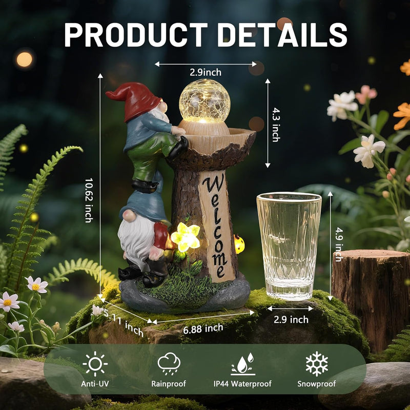 Solar Gnome Statue Outdoor Decor, Gnome with Glowing Globe Light Figurines - for Garden Patio Yard Lawn Housewarming for Women Mom Grandma