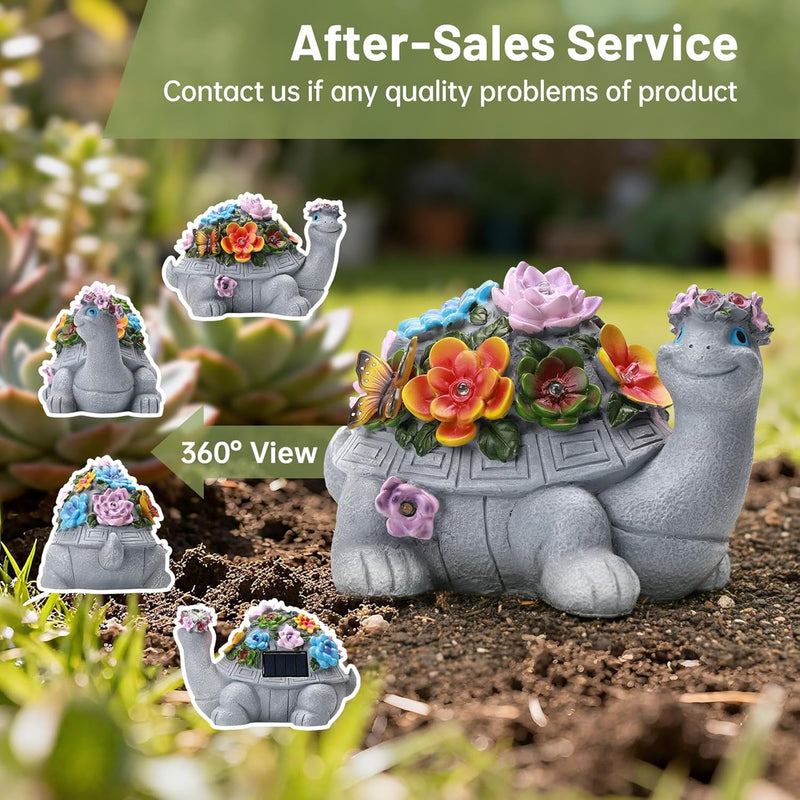 IDEA SHOW Solar Turtle Statue, Outdoor Figurine Decorations Ornament Lamps for Outside Yard, Lawn, Patio, Porch, Balcony, Housewarming Birthday for Mom Women Grandma