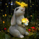 IDEA SHOW Solar Bunny Statues Light with Butterfly LED - Auto On/Off Weathproof Resin Garden Figurine Decor Gift for Pathway, Patio & Mom's Flower Bed (Warm Light)