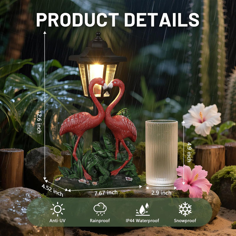 IDEA SHOW Solar Flamingo Garden Decor Statue, Outdoor Funny Solar Ambiance Light Decoration for Yard, Patio, Lawn, Unique Housewarming, Birthday Christmas Gift for Women, Mom, Grandma