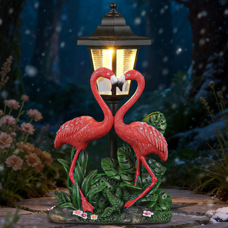IDEA SHOW Solar Flamingo Garden Decor Statue, Outdoor Funny Solar Ambiance Light Decoration for Yard, Patio, Lawn, Unique Housewarming, Birthday Christmas Gift for Women, Mom, Grandma