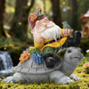 Ayadon Solar Gnome Statue Outdoor Decor, Gnome on Turtle Figurines with LED Light for for Fairy Garden Yard Balcony Lawn Christmas Housewarming Whimsical Gifts for Women Mom Grandma