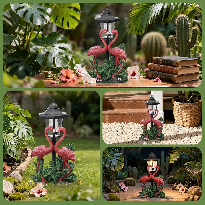 IDEA SHOW Solar Flamingo Garden Decor Statue, Outdoor Funny Solar Ambiance Light Decoration for Yard, Patio, Lawn, Unique Housewarming, Birthday Christmas Gift for Women, Mom, Grandma