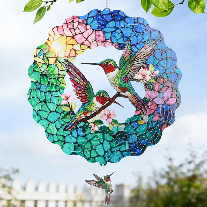 Wind Spinners Outdoor, IDEA SHOW 12In Stainless Steel Wind Spinners Outside, 3D Kinetic Hanging Sculpture, Rustproof Metal Garden Decor Ornaments for Yard Art, Women, Men, Holidays (Red Rooster)