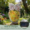 IDEA SHOW Solar owl Garden Statues Outdoor Decor, Resin Owl Figurine Decorations with Solar Light, Whimsical Owl Sculpture for Patio, Balcony, Yard, Lawn Ornament, Perfect Garden