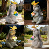 IDEA SHOW Solar Bunny Statues Light with Butterfly LED - Auto On/Off Weathproof Resin Garden Figurine Decor Gift for Pathway, Patio & Mom's Flower Bed (Warm Light)