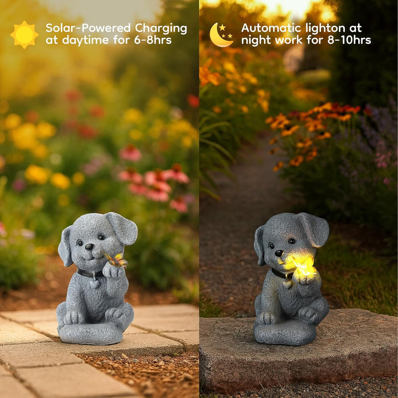 IDEA SHOW Solar Puppy Dog Garden Light Decor - 7.9