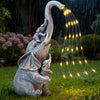IDEA SHOW Solar Outdoor Garden Decor, Elephant Statue with Lantern for Patio, Yard Ornament and Lawn Decoration, Birthday Housewarming Gift for Mom, Wife, Gardeners