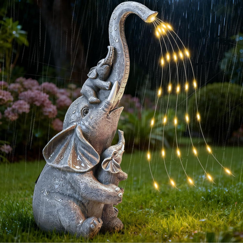 IDEA SHOW Solar Outdoor Garden Decor, Elephant Statue with Lantern for Patio, Yard Ornament and Lawn Decoration, Birthday Housewarming Gift for Mom, Wife, Gardeners