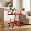 Modern 2-Tier Metal Rolling Bar Cart Side Table with Lockable Wheels