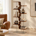 Modern Curved Plywood Corner Bookshelf Freestanding Display Rack
