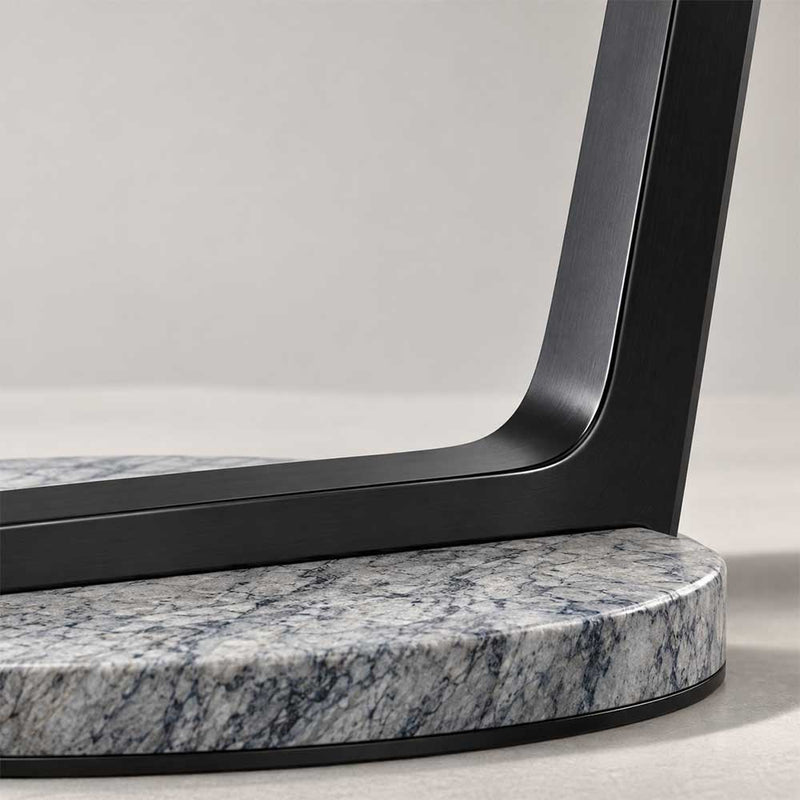 Modern Solid Walnut Leaf Tiered End Table with Marble Base