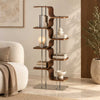 Modern Curved Plywood Corner Bookshelf Freestanding Display Rack