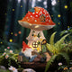 Solar Mushroom Gnome Reading Light, Weatherproof Resin Fairy Garden Figurine Decor Auto On/Off - Book Lover for Pathway & Patio