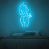 Woman Body Shape With Middle Finger Neon Sign