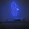Woman Body Shape With Middle Finger Neon Sign