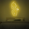 Woman Body Shape With Middle Finger Neon Sign