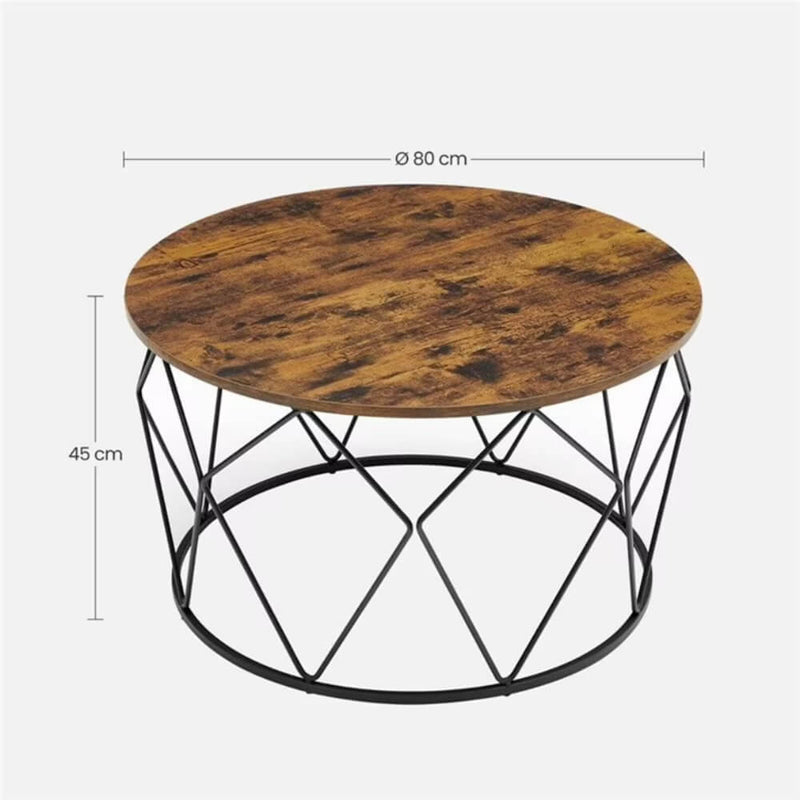 Round Coffee Table With Geometric Metal Frame