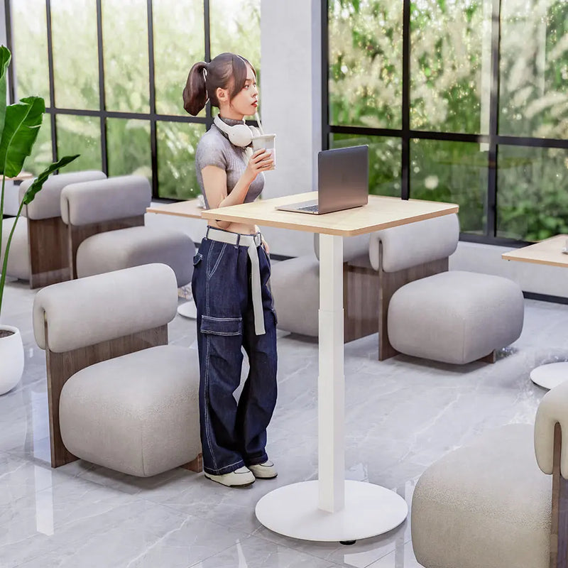 Space Saver Single Motor One Leg Electric Height Adjustable Lifting Des Ergonomic Coffee Desk