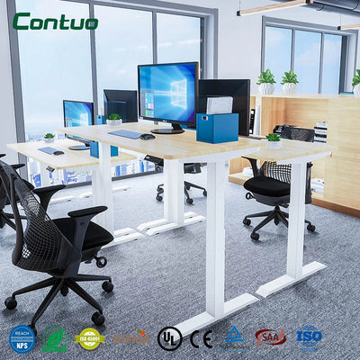 Wholesale OEM/ODM Modern Ergonomic Electric square Lifting Column Height Adjustable Desk Frame Dual Motor Standing Office