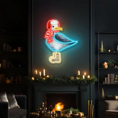 Winter Seagull Neon Sign – Cozy LED Wall Light for Christmas & Holiday Home Décor