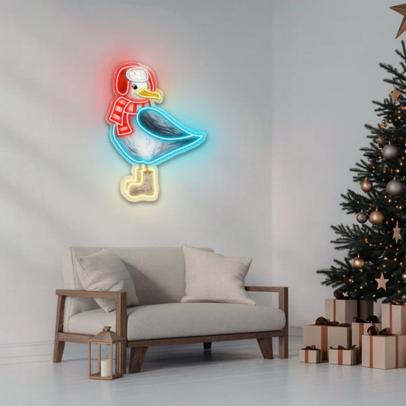 Winter Seagull Neon Sign – Cozy LED Wall Light for Christmas & Holiday Home Décor