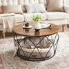 Round Coffee Table With Geometric Metal Frame