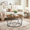 Round Coffee Table With Geometric Metal Frame
