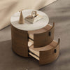 Walnut Nightstand with Round Rock Slab Top