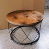 Round Coffee Table With Geometric Metal Frame