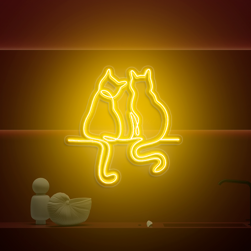 IDEASOW-Couple Cats Neon Sign Multiple Color Options