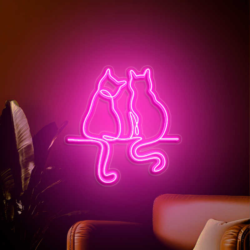 IDEASOW-Couple Cats Neon Sign Multiple Color Options