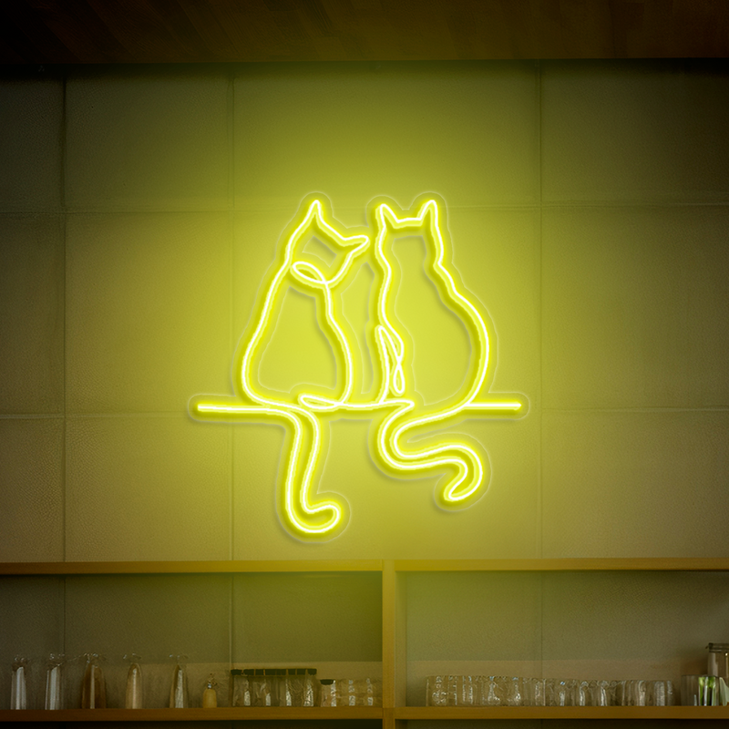IDEASOW-Couple Cats Neon Sign Multiple Color Options