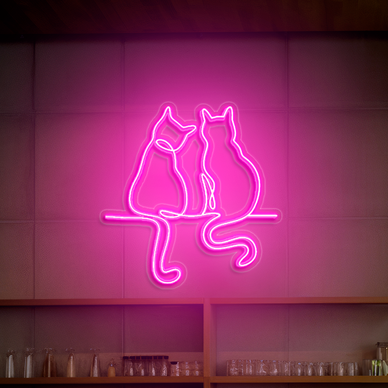 IDEASOW-Couple Cats Neon Sign Multiple Color Options
