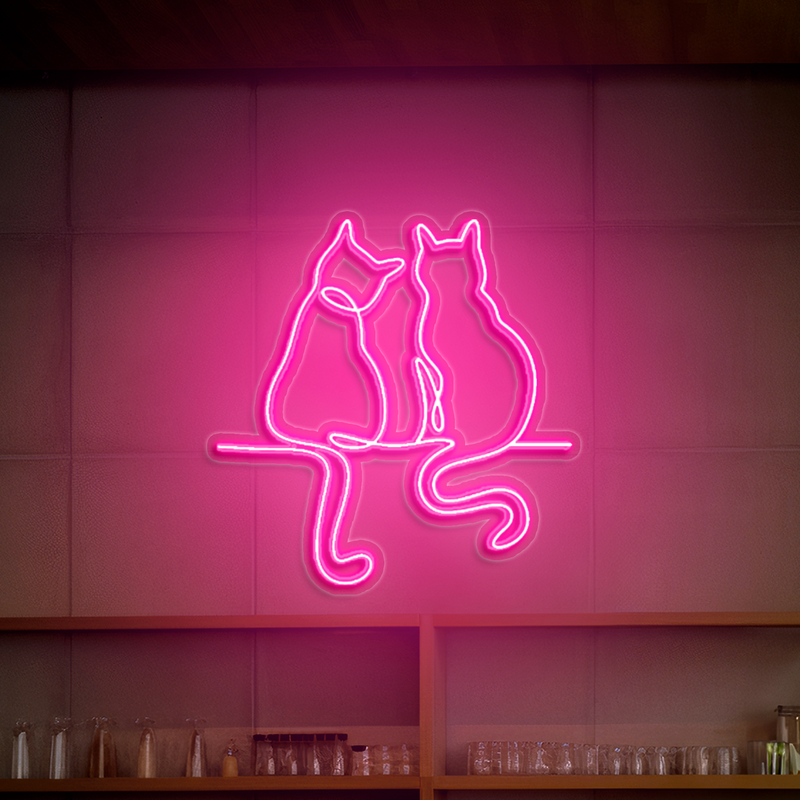IDEASOW-Couple Cats Neon Sign Multiple Color Options