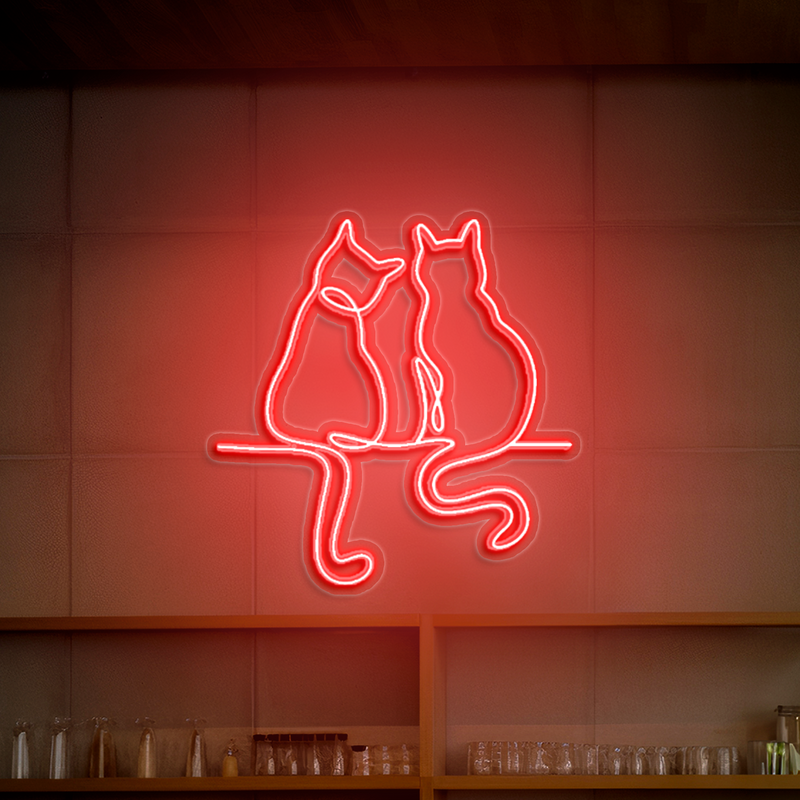 IDEASOW-Couple Cats Neon Sign Multiple Color Options