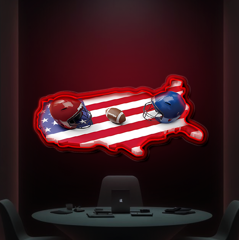IDEASHOW-Red vs. Blue Rugby Artwork Led Neon Sign Light Neon Print UV-Border Lighting Effects