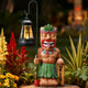 Solar Tiki Outdoor Statues Funny Tiki Bar Decor with Solar Light Waterproof Figurines Outside Decoration for Lawn Yard Balcony Patio Garden Gifts for Christmas Housewarming
