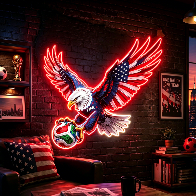 IDEASHOW-UV Neon Signs-2026 World Cup American Eagle Soccer Neon Sign