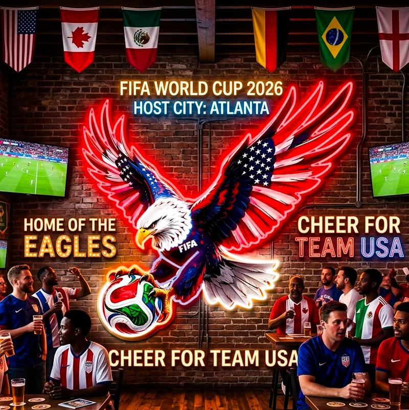 IDEASHOW-UV Neon Signs-2026 World Cup American Eagle Soccer Neon Sign