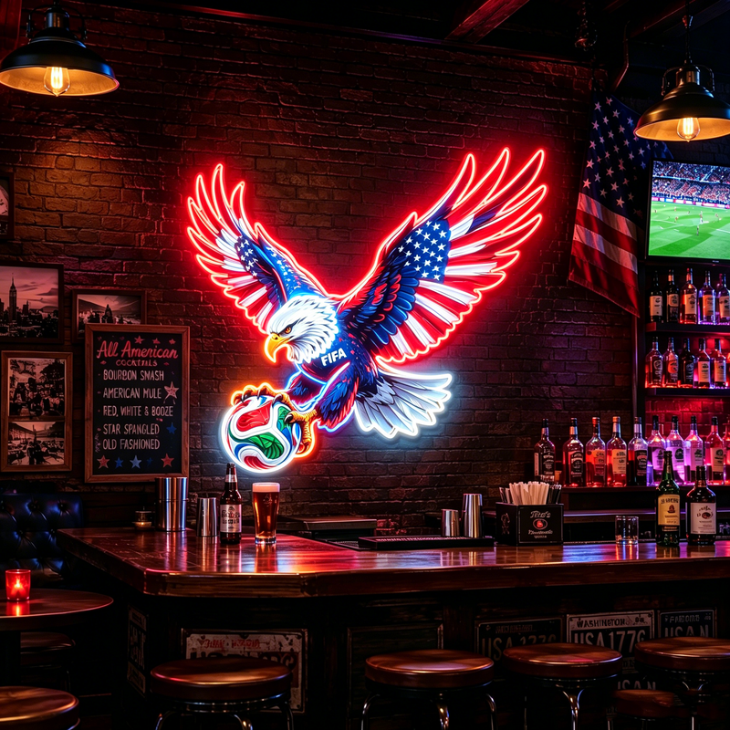 IDEASHOW-UV Neon Signs-2026 World Cup American Eagle Soccer Neon Sign