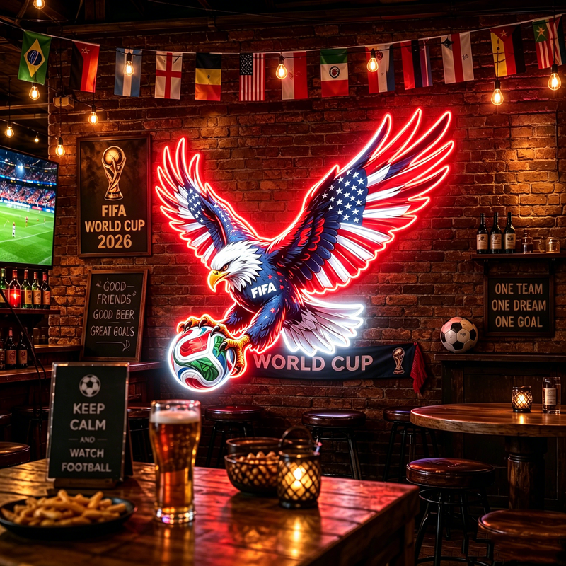 IDEASHOW-UV Neon Signs-2026 World Cup American Eagle Soccer Neon Sign