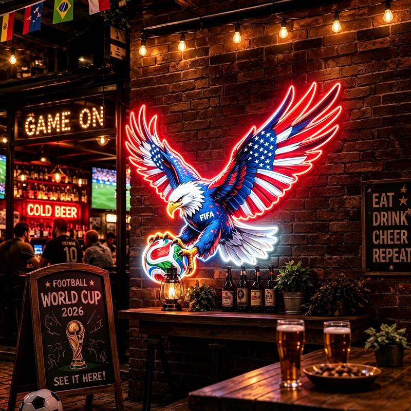 IDEASHOW-UV Neon Signs-2026 World Cup American Eagle Soccer Neon Sign