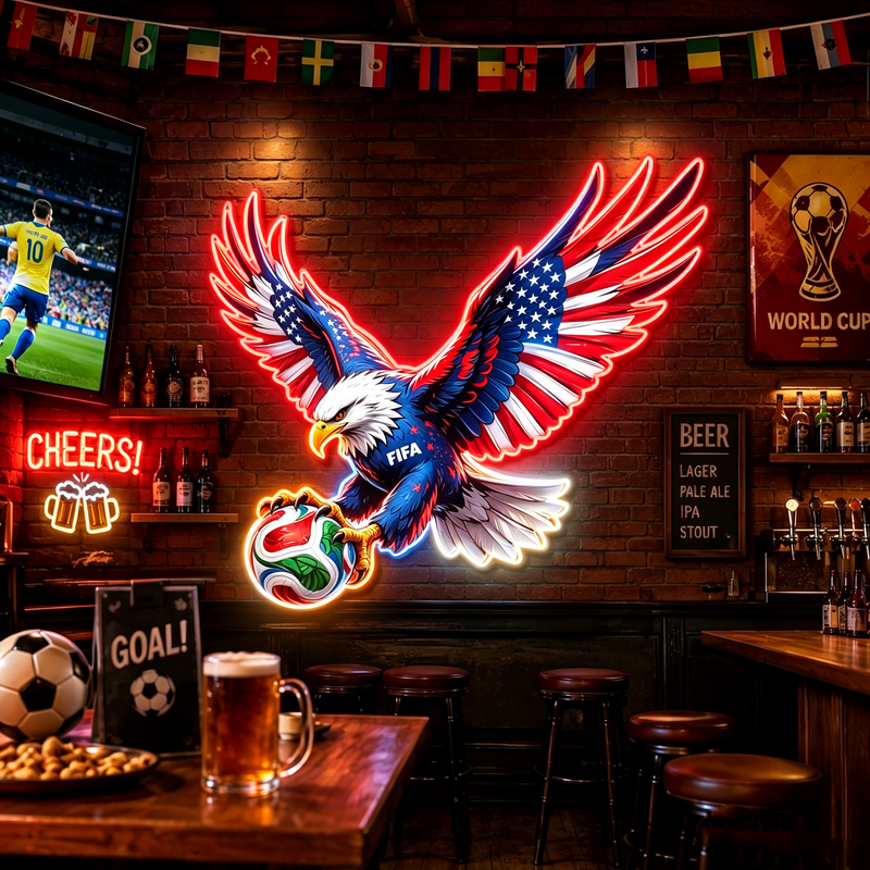 IDEASHOW-UV Neon Signs-2026 World Cup American Eagle Soccer Neon Sign